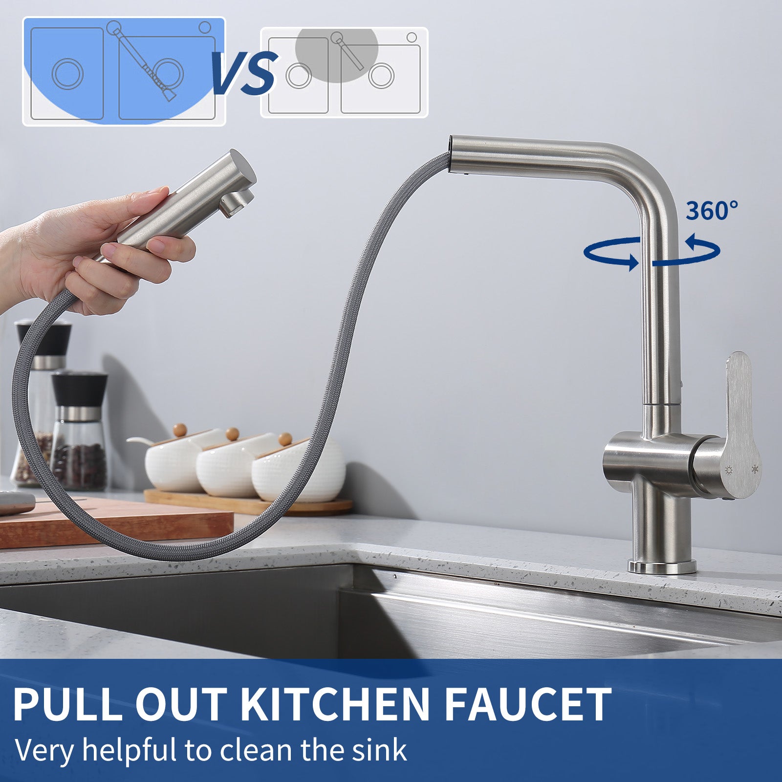 HOMELODY Rubinetto Cucina con Doccetta Estraibile Miscelatore Allungabile Acqua