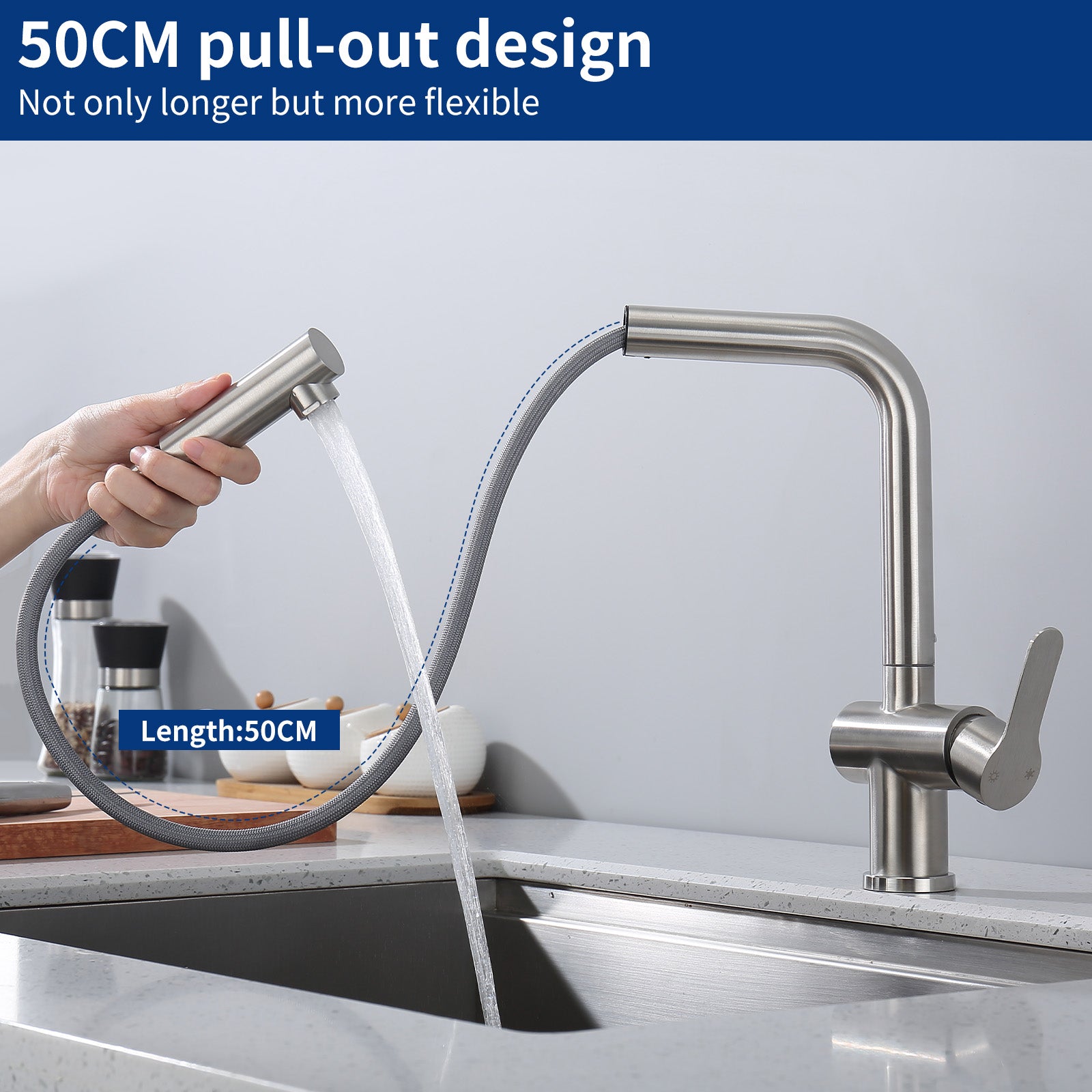 HOMELODY Rubinetto Cucina con Doccetta Estraibile Miscelatore Allungabile Acqua